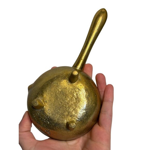 VTG Solid Brass Miniature Pouring Pan Chinese Footed Ladle  6" Home Decorative - Picture 3 of 4